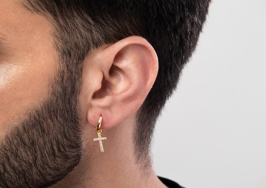 Cross Drop Earrings For Men (1 Pc Only)