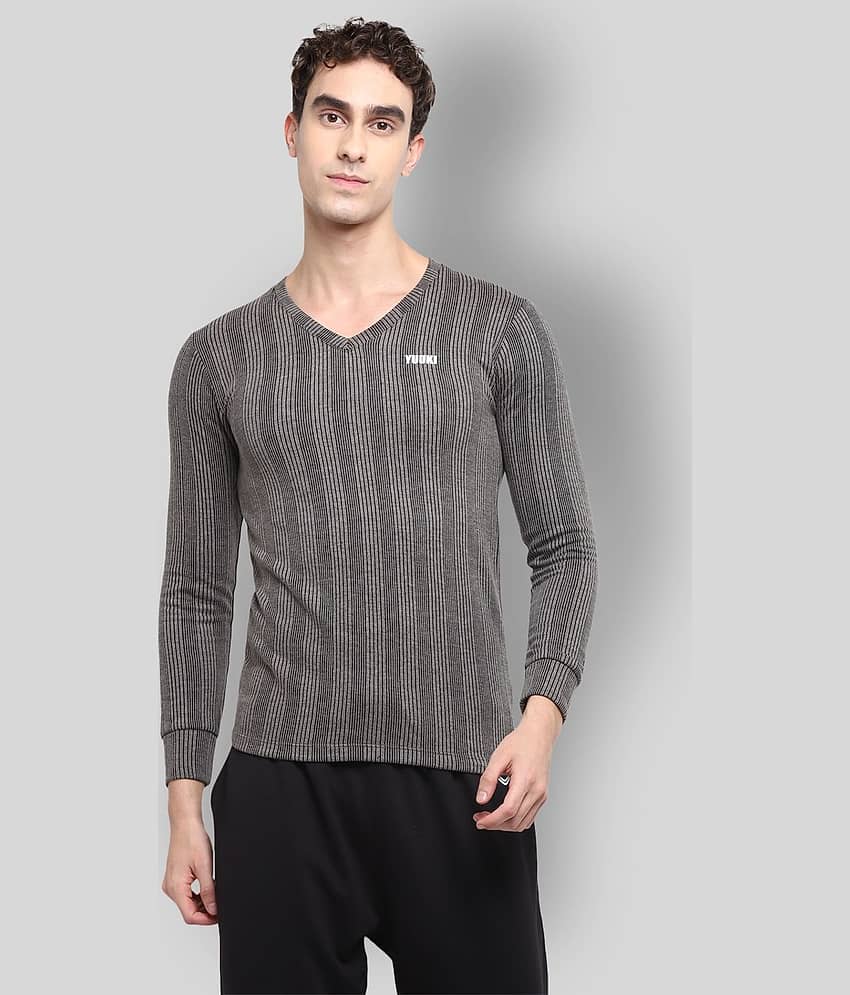 YUUKI Pack of 1 Polyester Thermal Tops For Men's ( Grey )