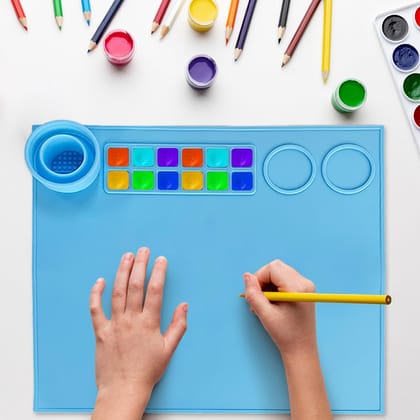 Silicone Painting Mat for Kids Mess Free for Crafts-Blue