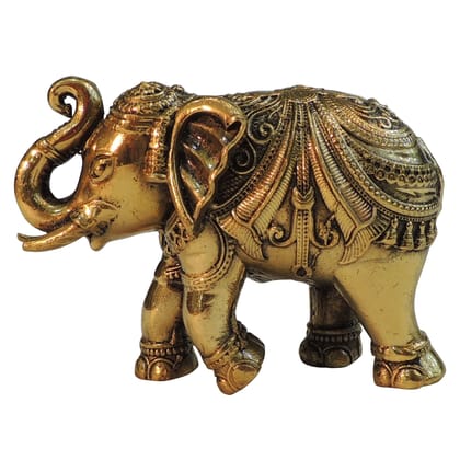 Brass Elephant God Idol Decorative Statue for Home Temple & Office, Height : 3 Inch (BSMAS1707 F)