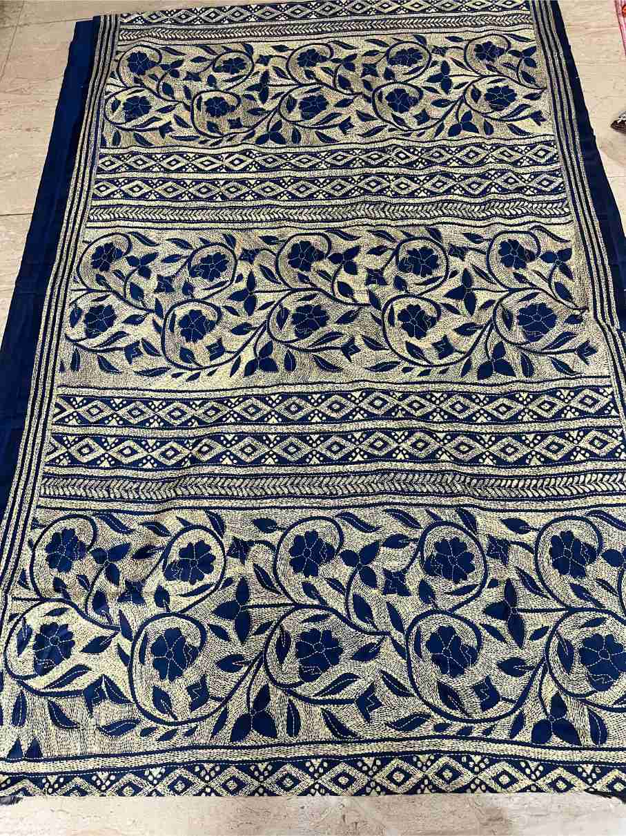 Kantha Stitch Collage Blue