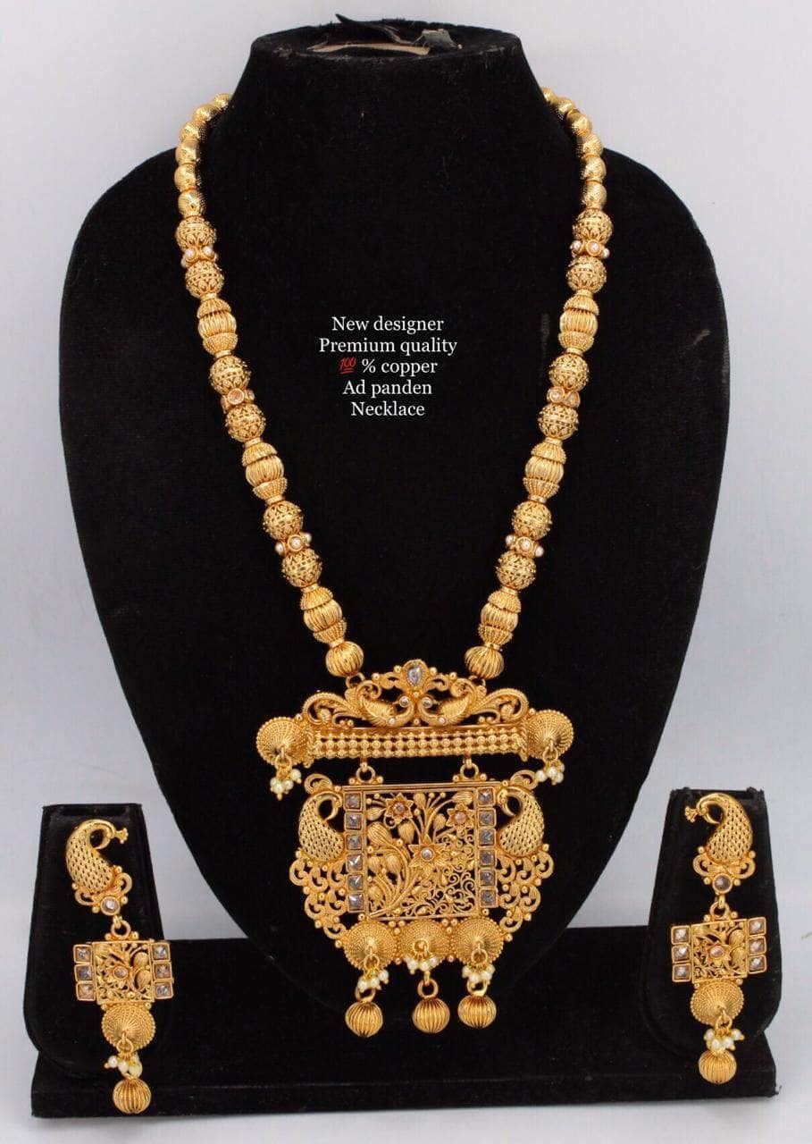 ZEVAR I Traditional Long Necklace Set-White
