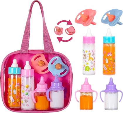 Vibrant Baby Care Kit with Colorful Bottles and Pacifiers