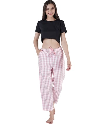 STYLE SHOES Pack of 1 Cotton Regular Women's Casual Pants ( Pink,White )