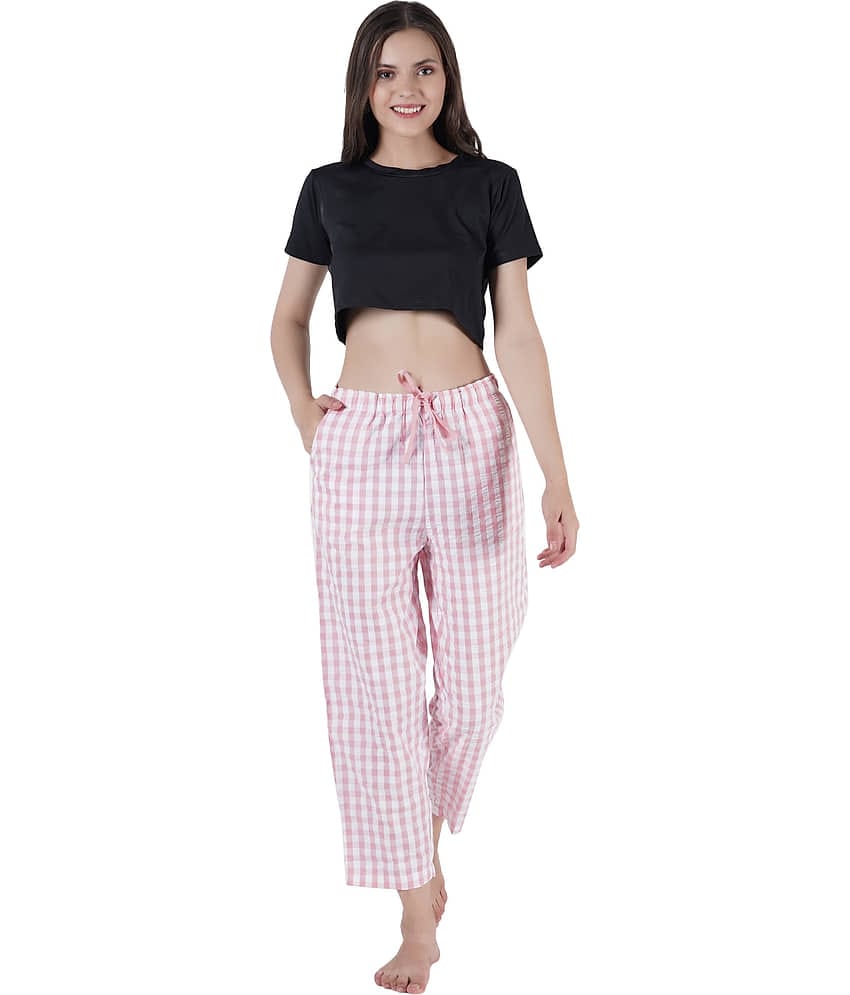 STYLE SHOES Pack of 1 Cotton Regular Women's Casual Pants ( Pink,White )