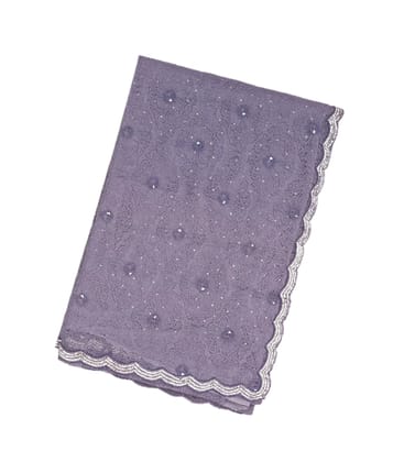 Lilac Woven Supernet Saree With Embroidered Floral Motifs-Lilac