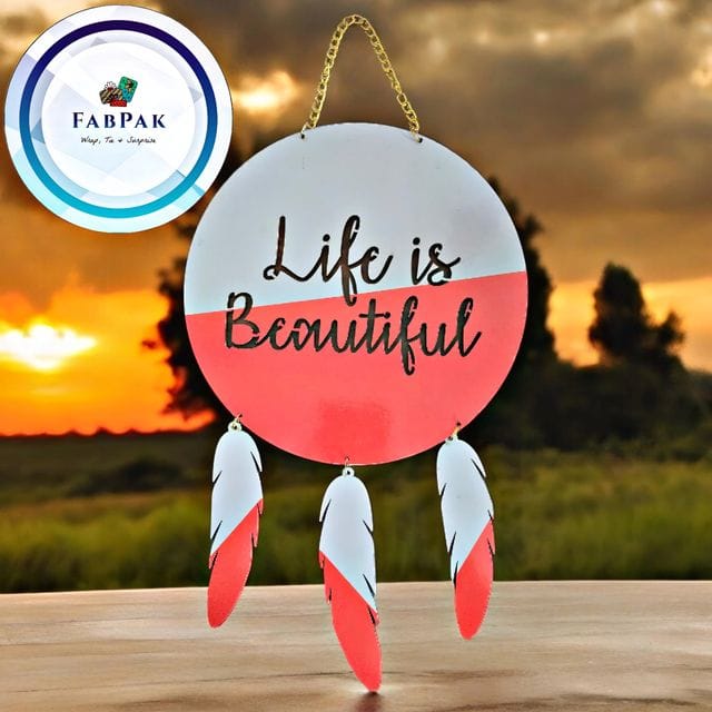 FABPAK Motivational Wooden Dream Catcher Wall Hanging for Home Decor