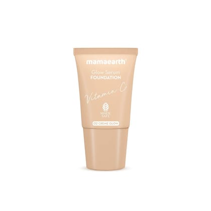 Mamaearth Glow Serum Medium Coverage Natural Foundation for All Skin Types - Mini Tube With Vitamin C & Turmeric for 12-Hour Long Stay - 18 Ml (Crème Glow) Mamaearth Glow Serum Medium Coverage Natural Foundation for All Skin Types - Mini Tube With Vitami