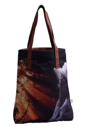 Printed Pu Handle Tote Bag