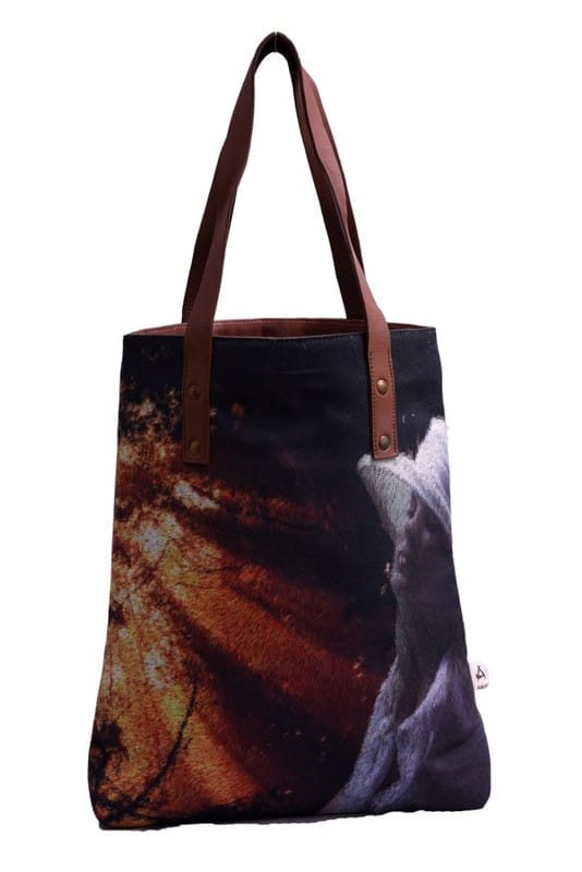 Printed Pu Handle Tote Bag