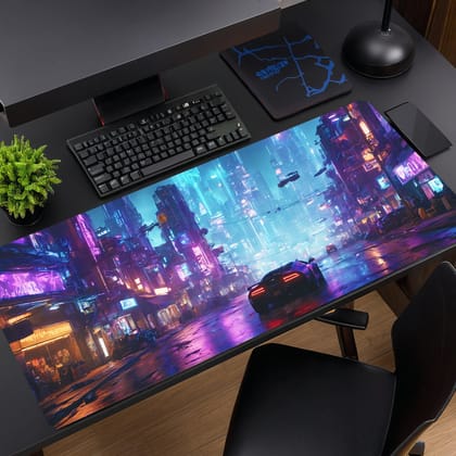 Cyberpunk Mouse Pad (31 X 12 Inches) - Gaming Mouse Pad | Rubber Base Desk Mat