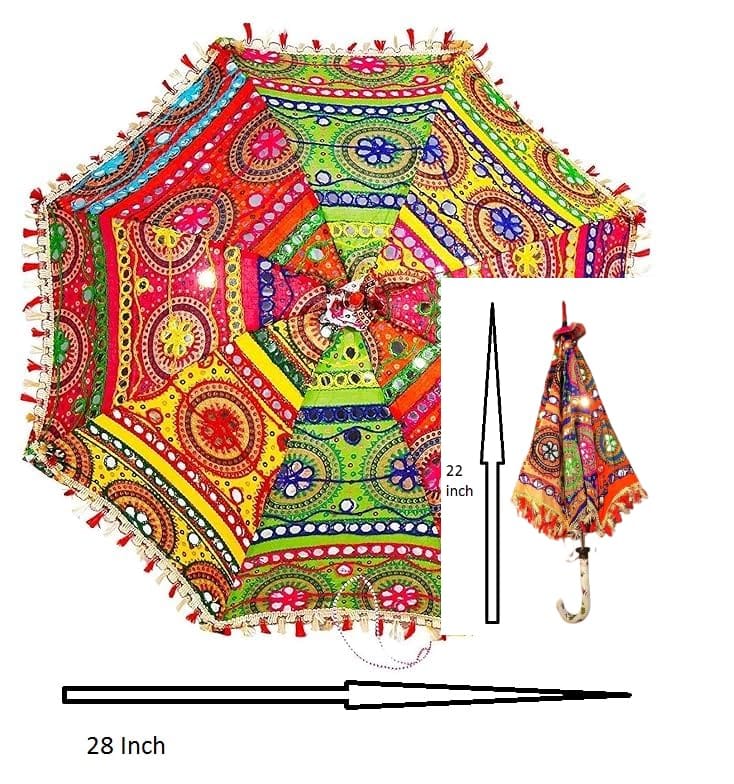 Patwari Arts Rajasthani Decorative Umbrella with Traditional Print, Handcrafted Design, Set of 6.