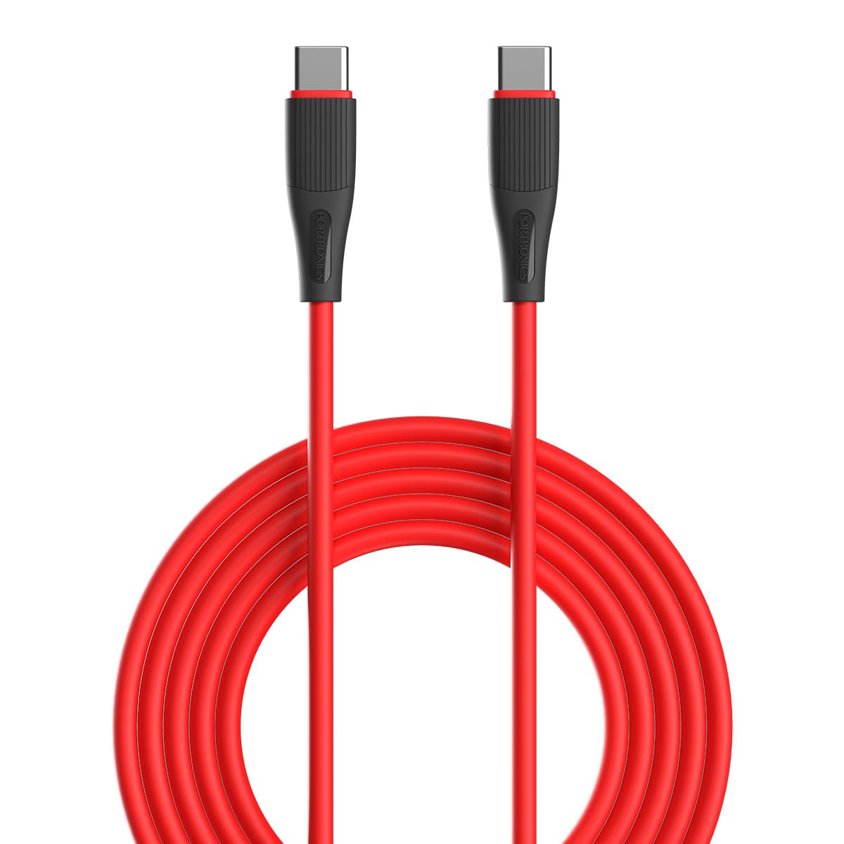 Portronics Silklink 60W PD Type-C to Type C Fast Charging Cable (Red)