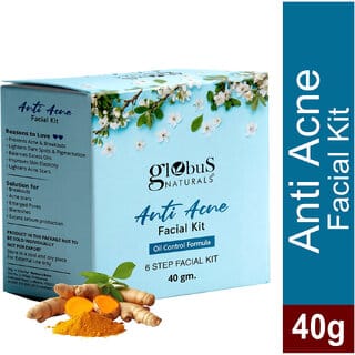 Globus Naturals Anti Acne 6 Step Facial Kit For Oil Control  Unclogging Pore Suitable For Oily  Acne Prone Skin 40gm