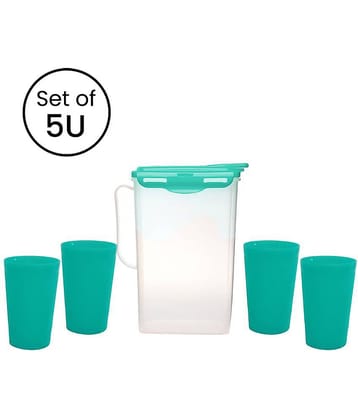 Generic Plastic Fridge Jug & Glasses Sets ( Pack of 5 ), Green Colour