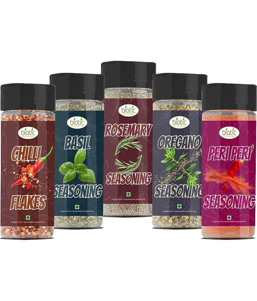 Biotic Oregano 45g, Chilli Flakes 50g, Basil 40g, Rosemary 30g, Peri Peri 60g 225 gm