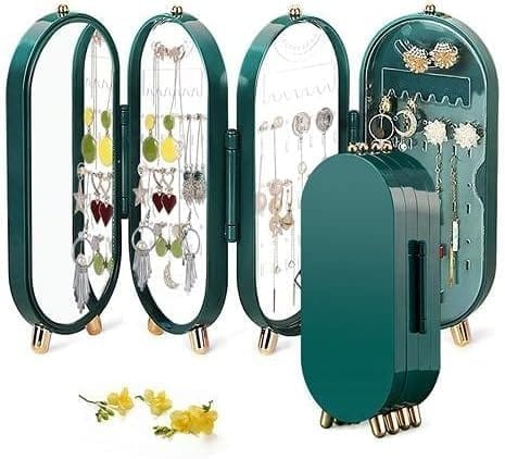 4 Doors Jewellery Foldable Screen Ring & Earring Stand Elegant Storage Solution