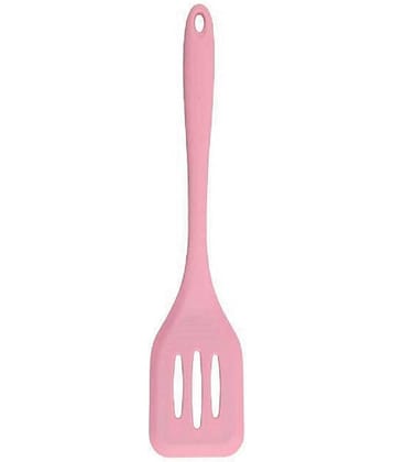 Baskety Silicone Slotted Nonstick Heat Resistant Spatula ( Pack of 1, Pink )