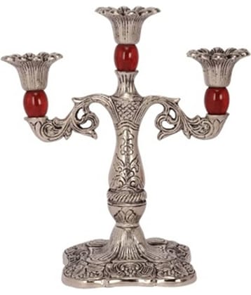eCraftIndia Silver-Toned Candle Stand Showpiece