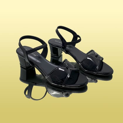 Black Block Heel Sandals-Black / 36
