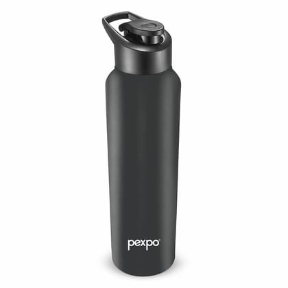 PEXPO Stainless Steel Sports/Fridge Water Bottle, 750 ml, Knight Black, Chromo Xtreme | Wide Mouth & Leak-Proof Water Bottle