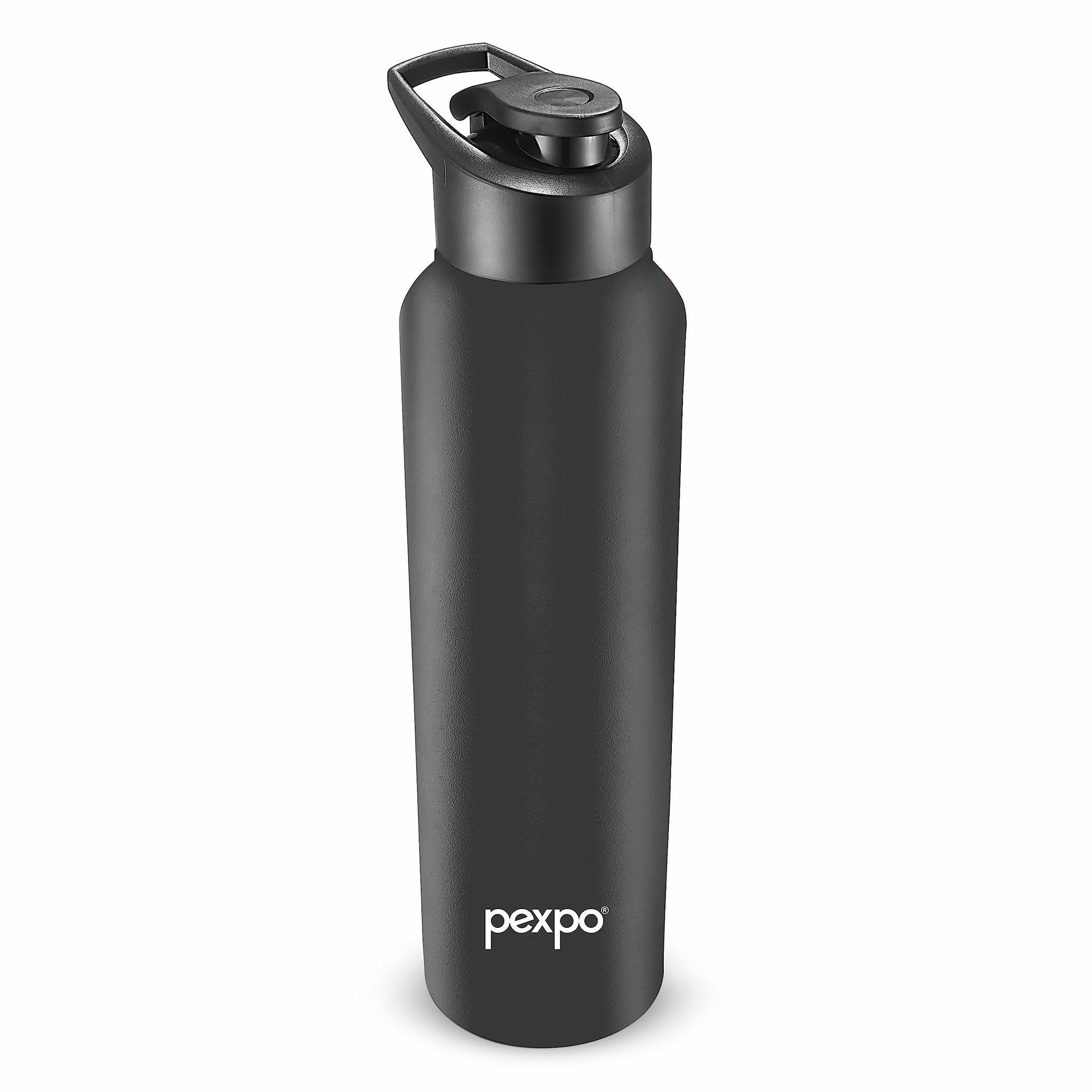 PEXPO Stainless Steel Sports/Fridge Water Bottle, 750 ml, Knight Black, Chromo Xtreme | Wide Mouth & Leak-Proof Water Bottle