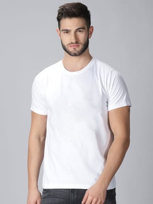 Cotton White Plain Round neck T-Shirt
