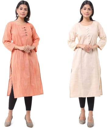 DESHBANDHU DBK - Multicolor Cotton Women's Straight Kurti ( Pack of 2 )
