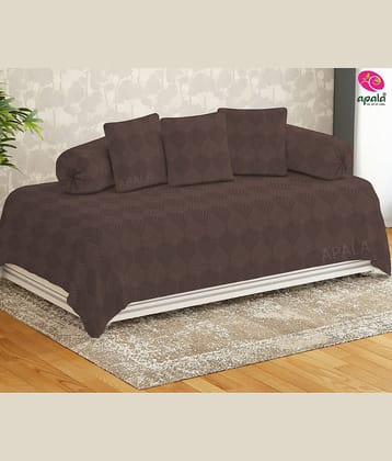 Apala Microfibre Solid Diwan Set 6 Pcs - Brown