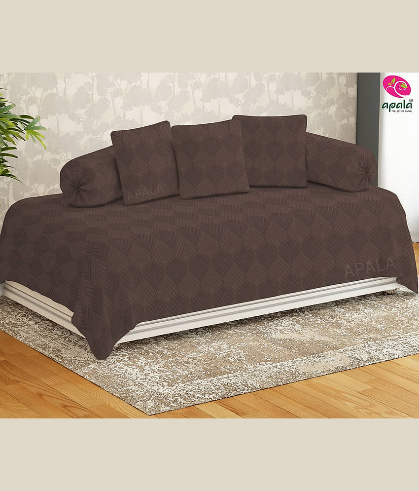 Apala Microfibre Solid Diwan Set 6 Pcs - Brown