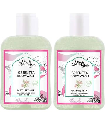 Mirah Belle Green Tea Body Wash Anti - Aging - Kills Virus, Germs and Bacteria Body Wash 500 mL Pack of 2