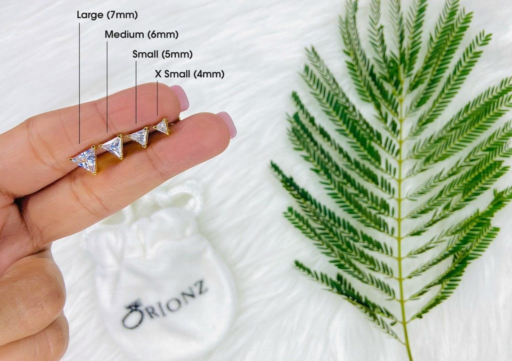 Triangle Solitaire CZ Ear Stud For Him (1 Pc Only)