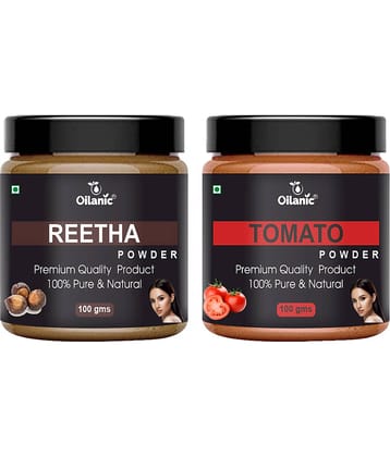 Oilanic 100% Pure Reetha Powder & Tomato Powder For Skincare Hair Mask 200 g Pack of 2