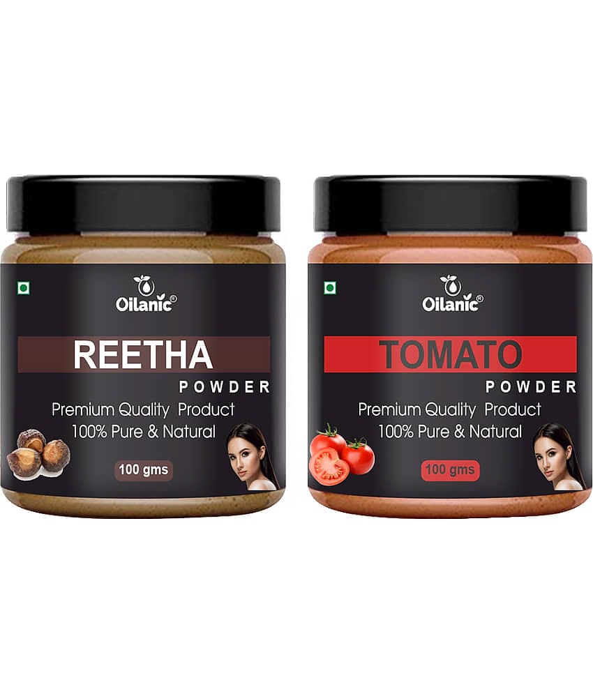 Oilanic 100% Pure Reetha Powder & Tomato Powder For Skincare Hair Mask 200 g Pack of 2
