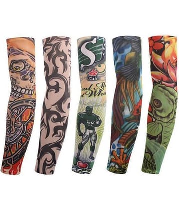 Tahiro Multicolour Cotton Tattoo Print Arm Sleeves For Boys - Pack Of 5