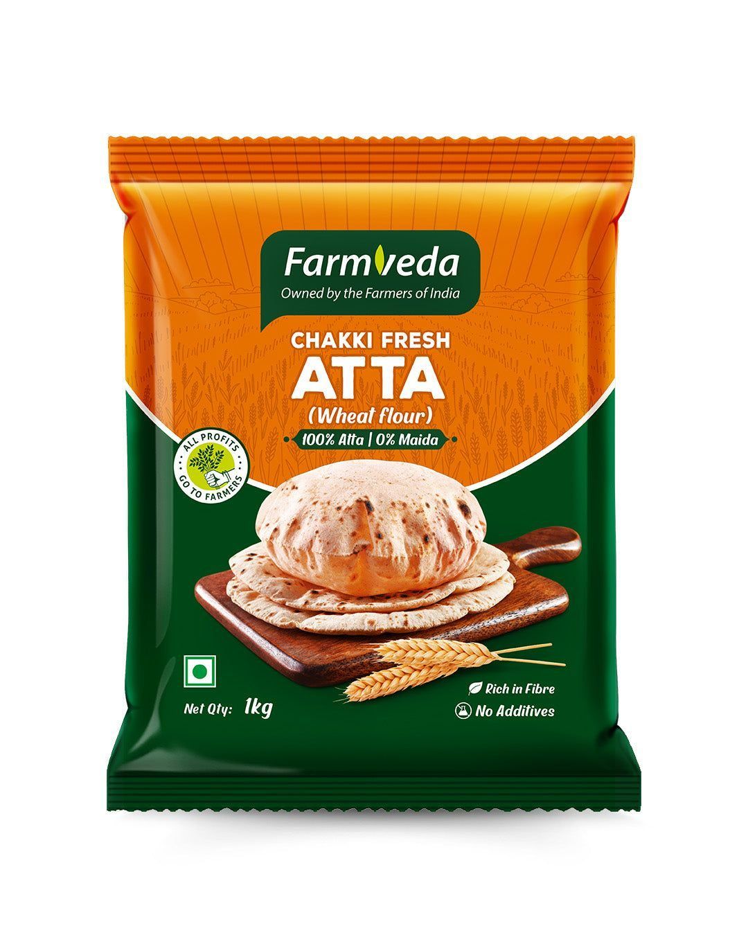 Farmveda Chakki Fresh Atta (Wheat Flour) - 1kg