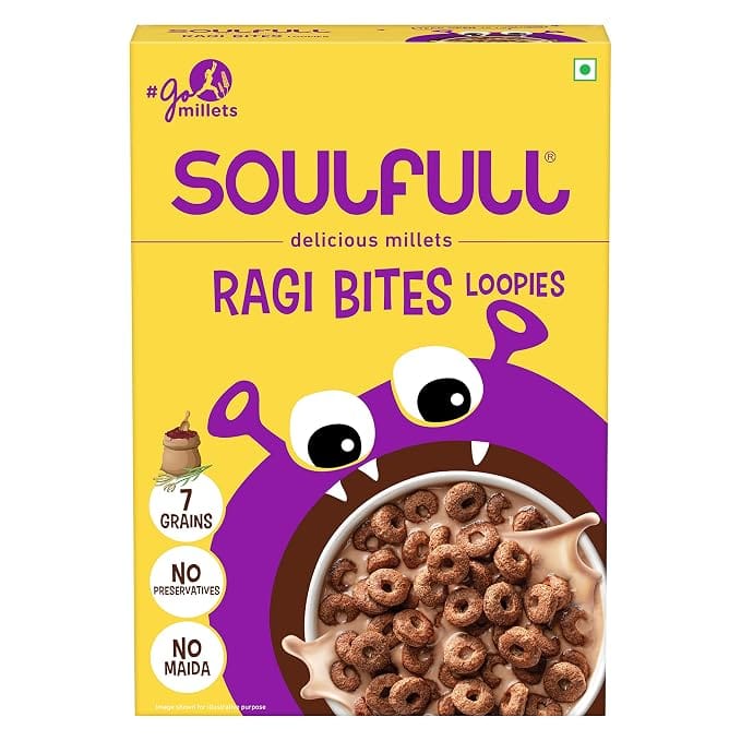 Tata Soulfull Multigrain Choco Loopies - Chocolate Flavour, High In Ragi, No Preservatives, 200 g