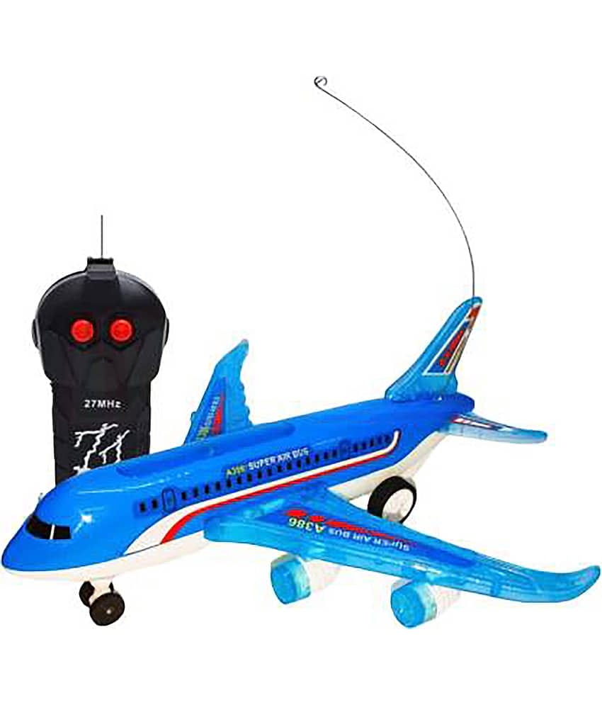 RAINBOW RIDERS 2CH A386 Rc Air Bus with Full Body Lights and Sound Universal Wheel Plane Toy for Boys & Girls Age 2, 3, 4, 5, 6, 7, 8 Multicolour Musical Battery Operated Toy (Plane Does not Fly only Runs on Ground)