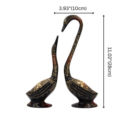 Brass Swan Pair Showpiece For Home Decor, Office Desk, Living Room, Bedroom | Duck Pair Showpiece