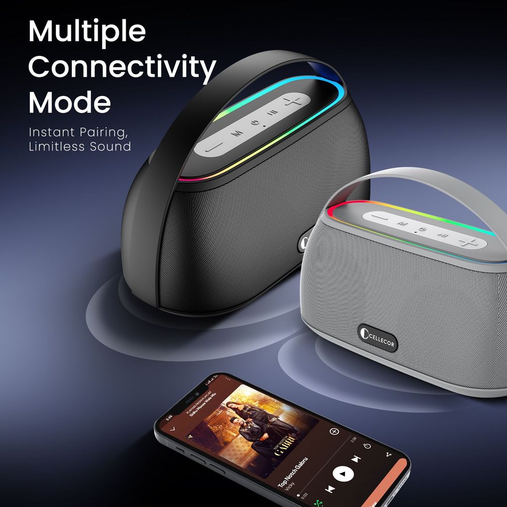 Cellecor CLB-60 | 10 Hr Playtime | BT-v5.3 | 2600mAH | Water Resistant 10 W Bluetooth Speaker-grey