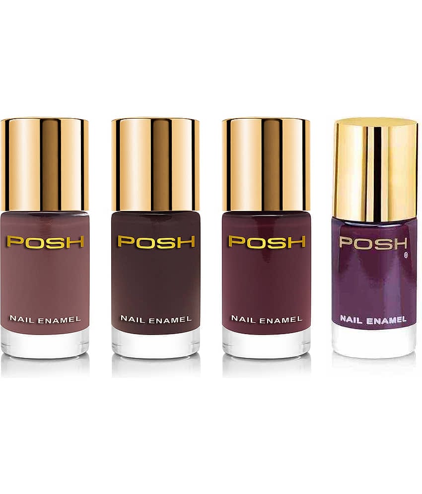 Posh - Coffee Glossy Nail Polish ( Pack of 4 )