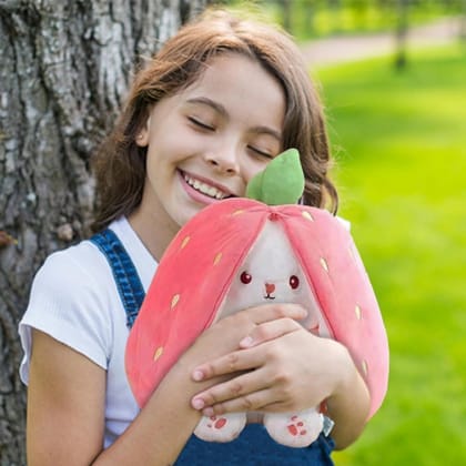Soft Rabbit Plush: Adorable Bunny Stuffed Animal with Zipper-Light Pink