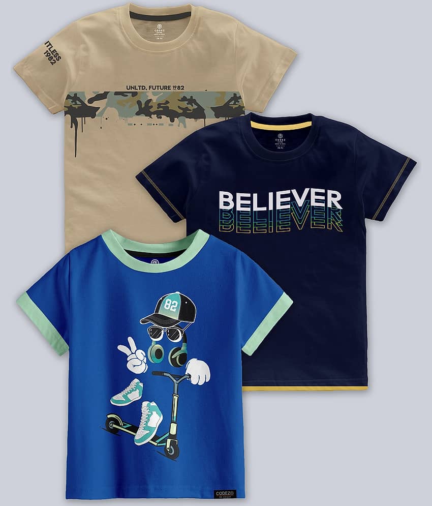 CODEZ Pack of 4 Boys Cotton Blend T-Shirt ( Multicolor )
