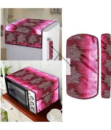 E-Retailer Set of 4 Polyester Pink Fridge Top Cover