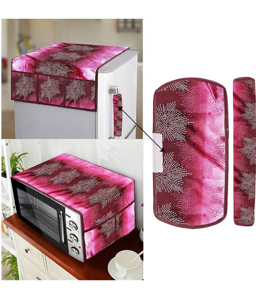 E-Retailer Set of 4 Polyester Pink Fridge Top Cover