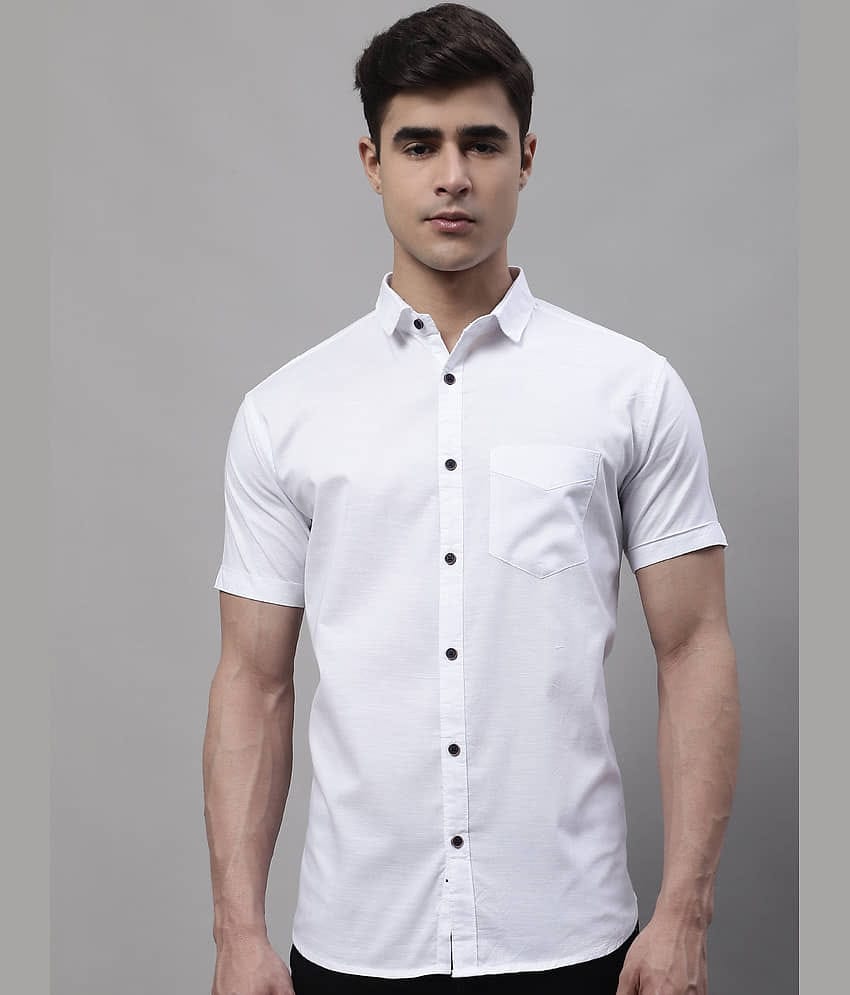 MAJESTIC MAN 100% Cotton Slim Fit Solids Half Sleeves Men's Casual Shirt - White ( Pack of 1 )