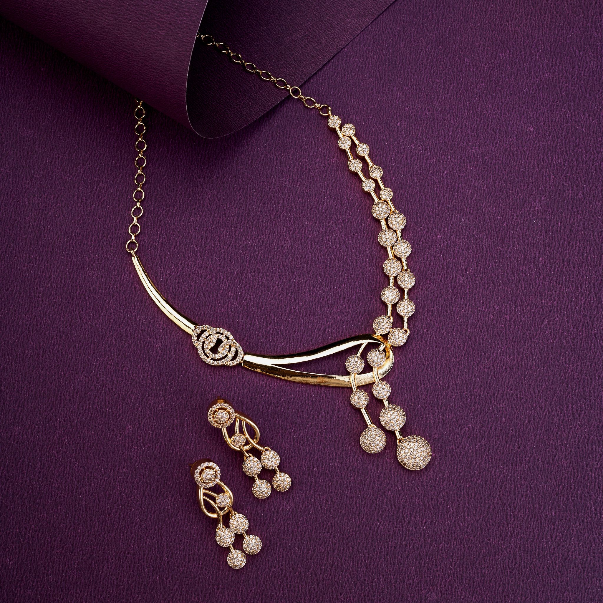 Moonpetal Gold Plated Necklace-White / Gold Plated