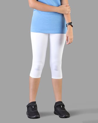 Kids Cotton Capri Legging - Pearl White-20 / Pearl White
