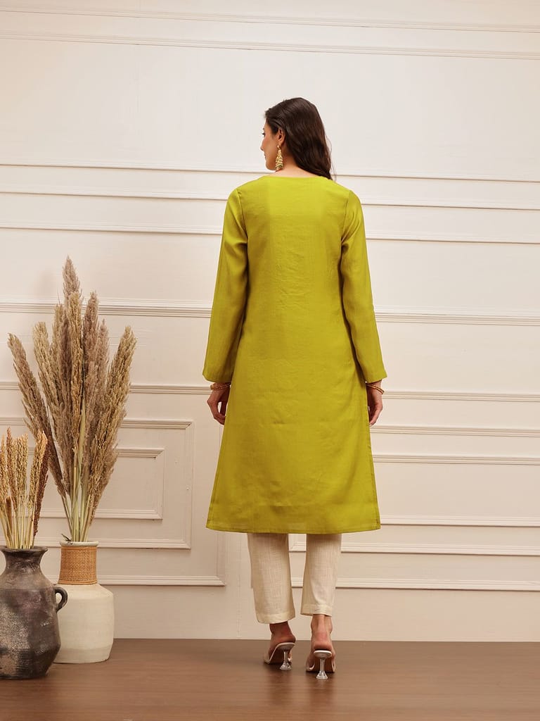Lime Blossom Embroidered Kurta