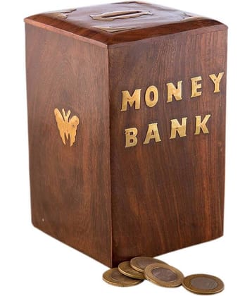 TFS Wood Brown Piggy Bank ( Pack of 1 )